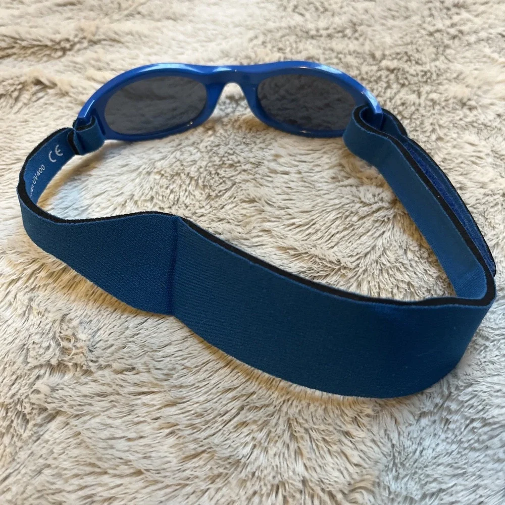 UVeez Baby Sunglasses W/ Attached Soft Strap Blue With Case 100% UV Protection